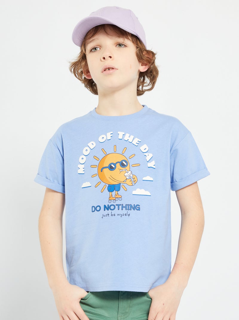 Tee-shirt imprimé 'soleil' bleu - Kiabi