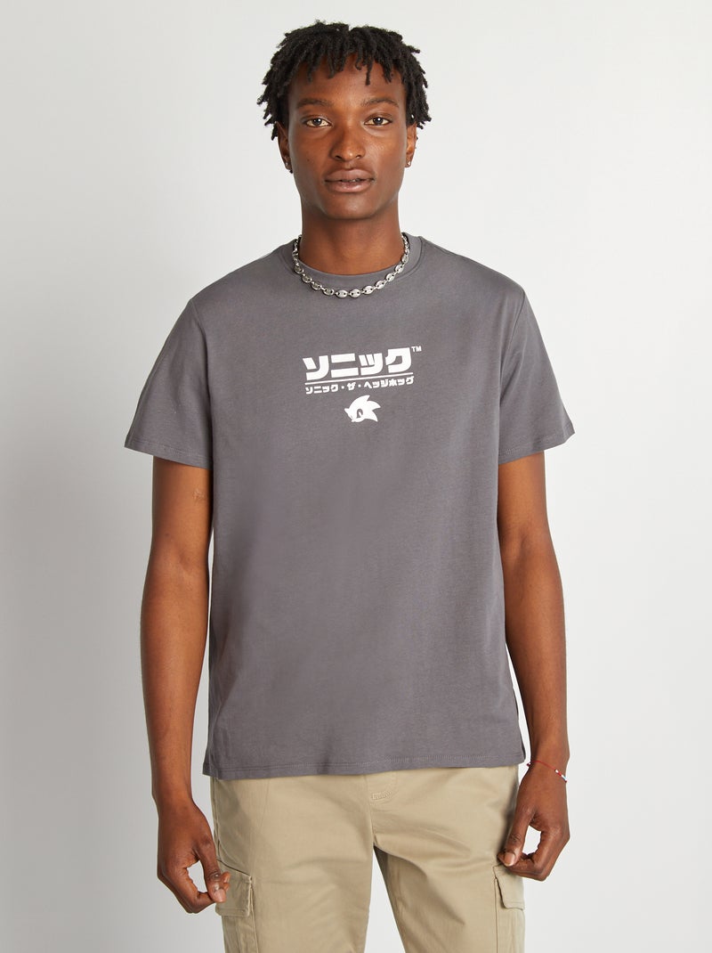 Tee-shirt imprimé 'Sonic' Gris - Kiabi
