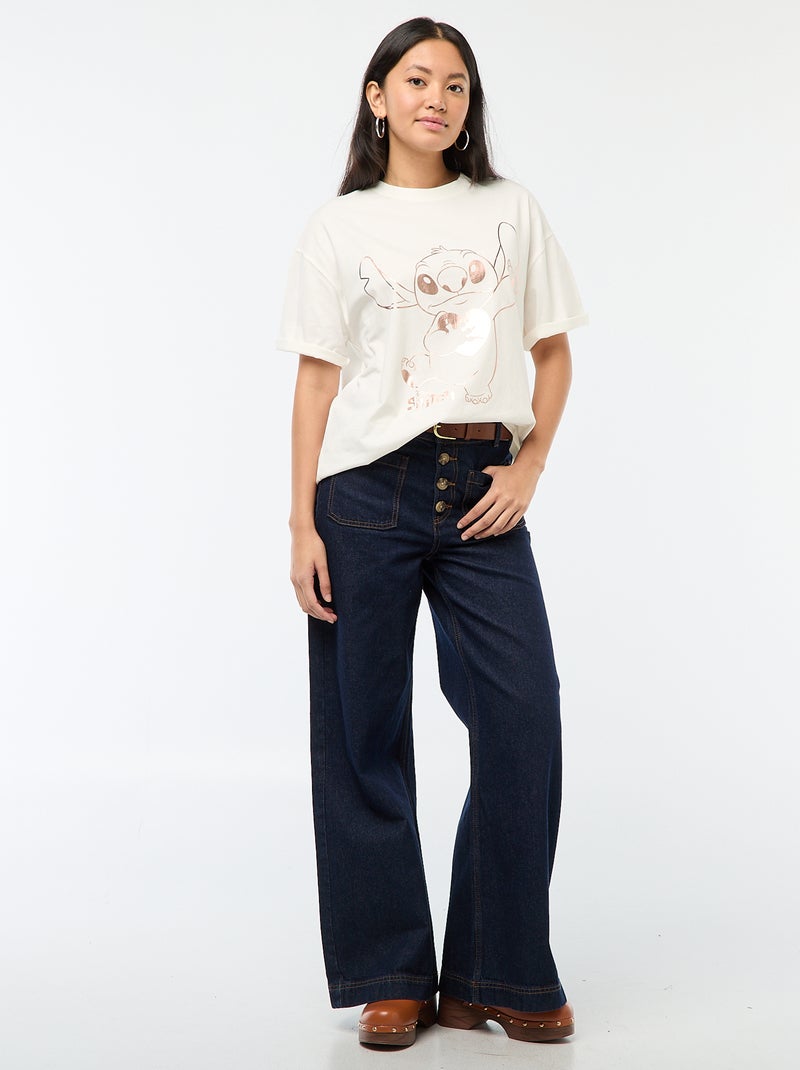 Tee-shirt imprimé 'Stitch' Blanc - Kiabi