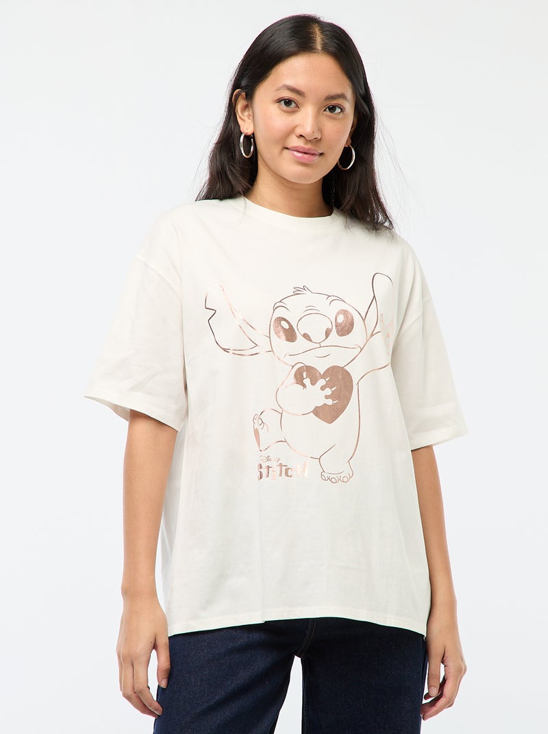 Tee-shirt imprimé 'Stitch' Blanc - Kiabi