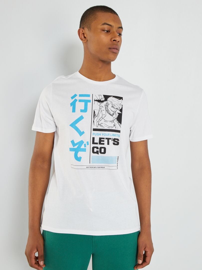Tee-shirt imprimé style manga Blanc - Kiabi