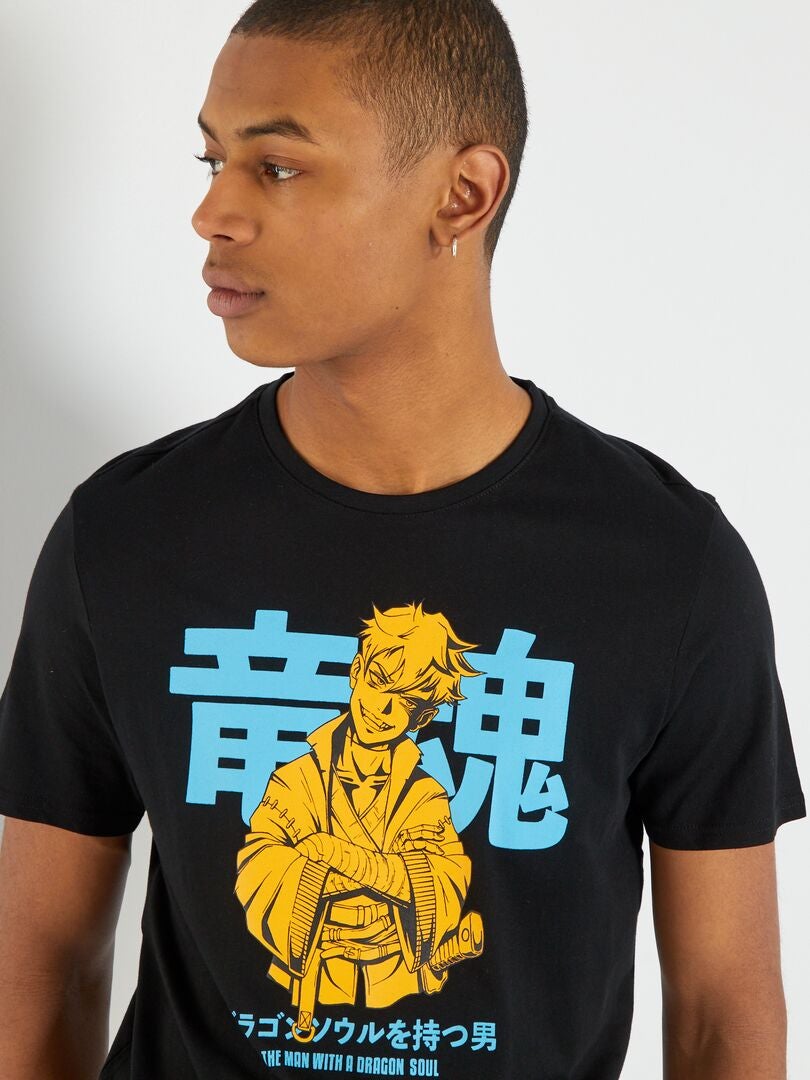 Tee-shirt imprimé style manga Noir - Kiabi