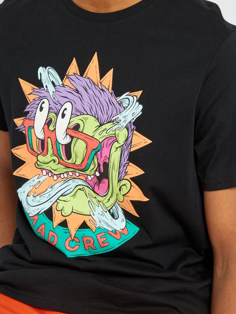 Tee-shirt imprimé style monster Noir - Kiabi