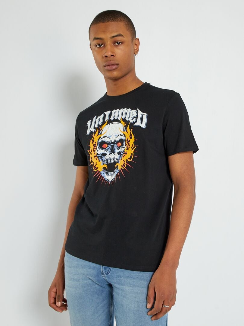 Tee-shirt imprimé style 'sauvage' Noir - Kiabi