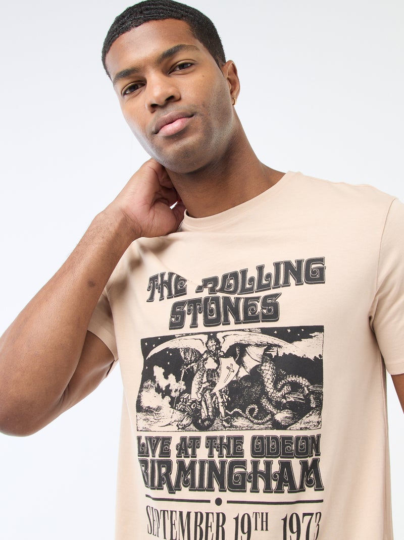 Tee-shirt imprimé 'The Rolling Stones' Beige - Kiabi
