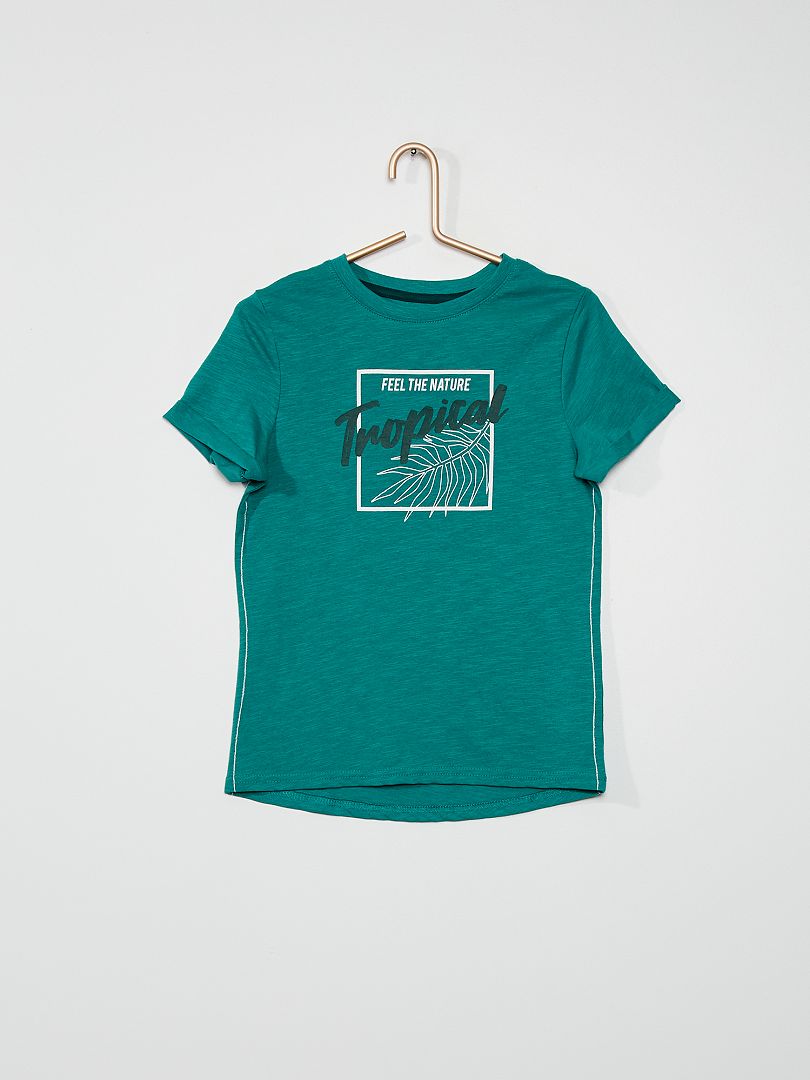 Tee-shirt imprimé 'tropical' vert - Kiabi