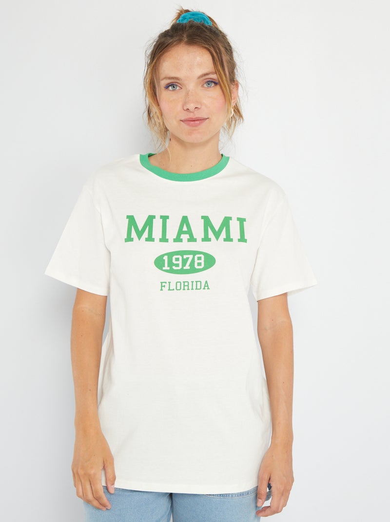 Tee-shirt imprimé USA Blanc - Kiabi