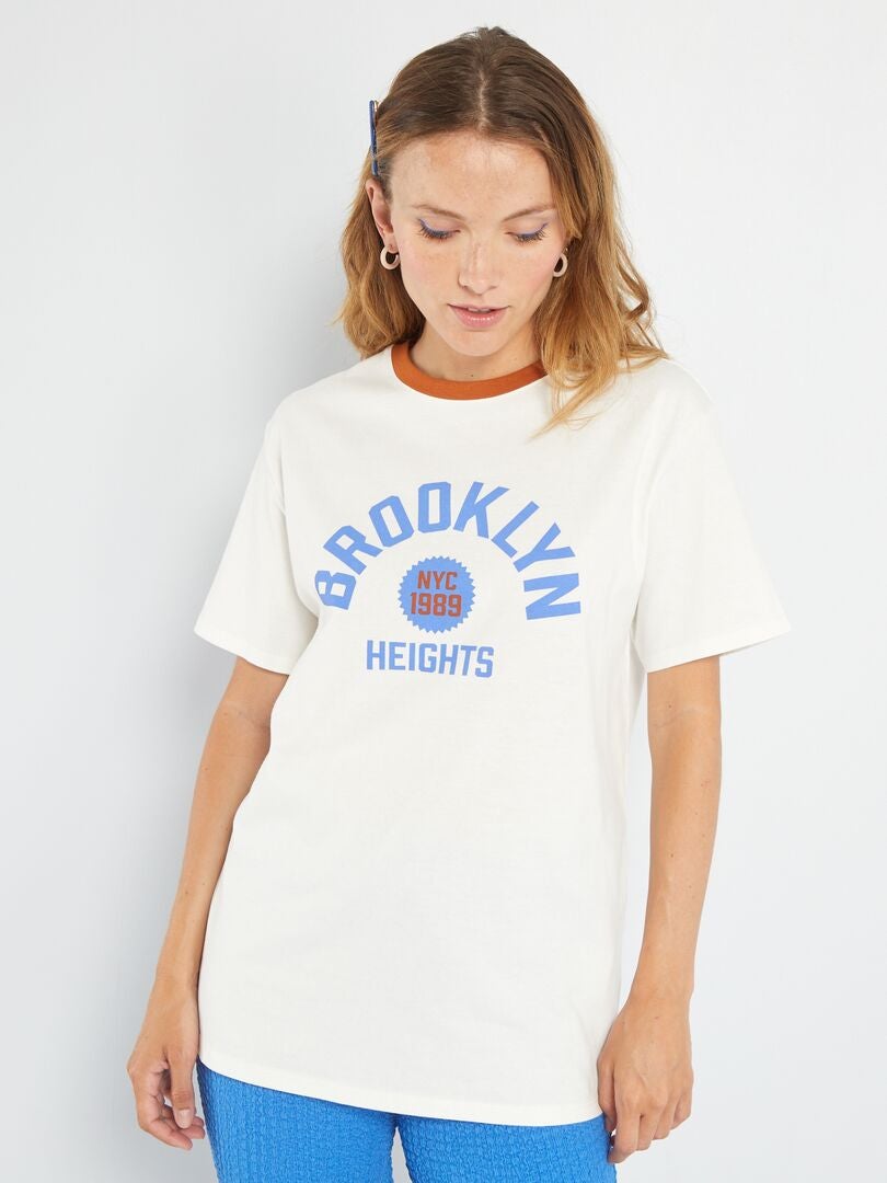 Tee-shirt imprimé USA Blanc - Kiabi