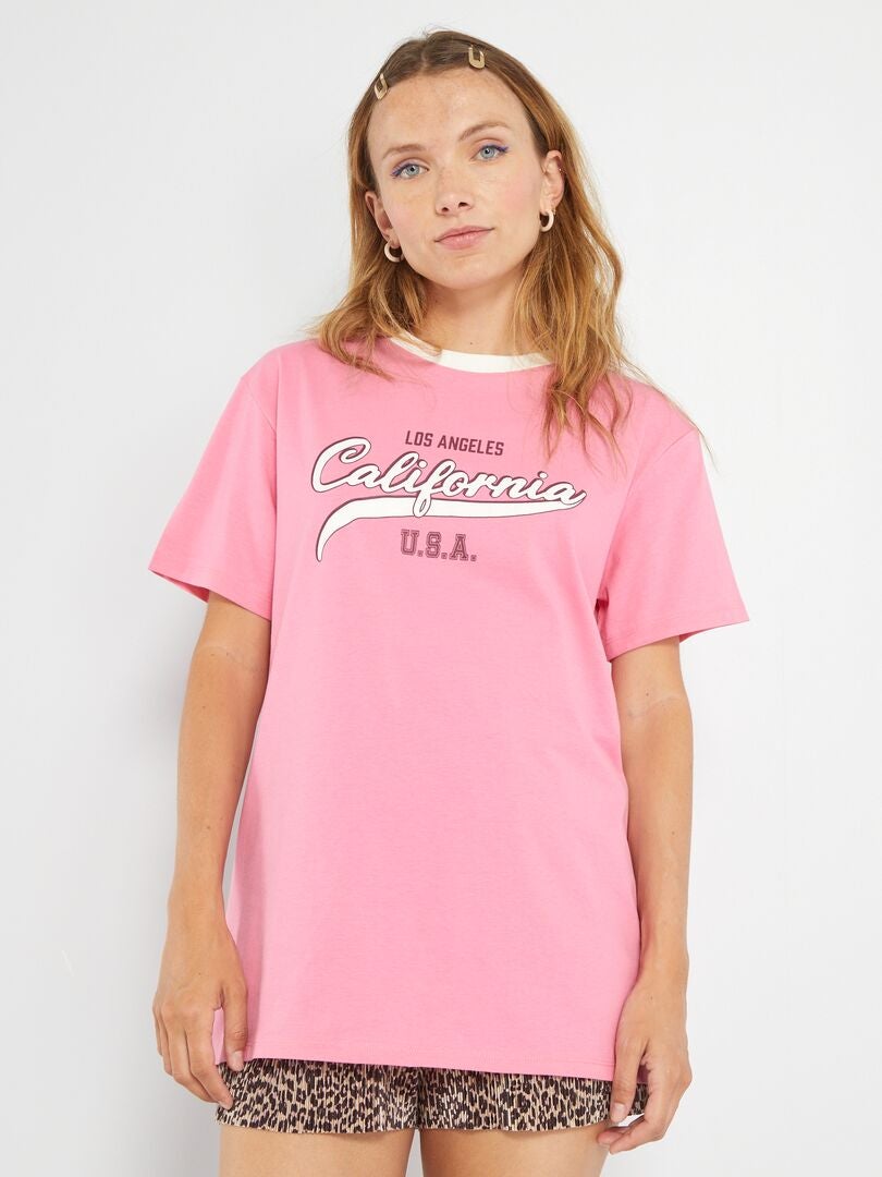 Tee-shirt imprimé USA Rose - Kiabi