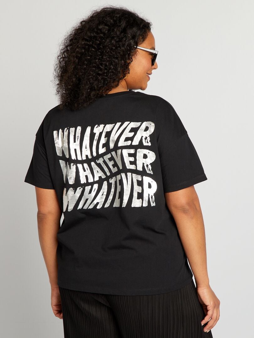 Tee-shirt imprimé 'whatever' noir - Kiabi