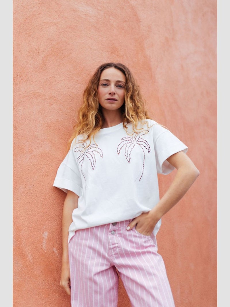 Tee-Shirt ISTAN 'Le Temps Des Cerises' Blanc - Kiabi