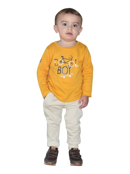 TEE SHIRT JAKOB INTERLOCK MANCHES LONGUES ENFANT - Kiabi