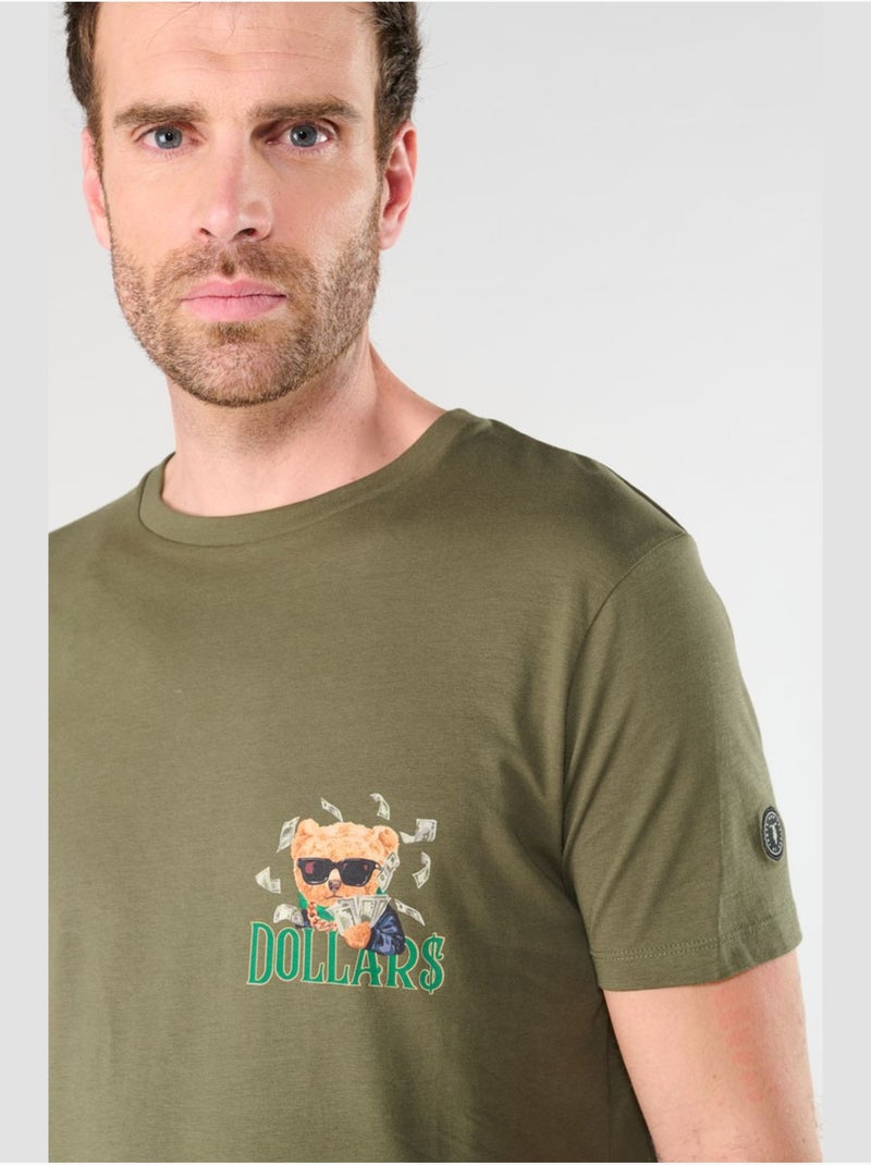 Tee-shirt jalen 'le temps des cerises' Kaki - Kiabi