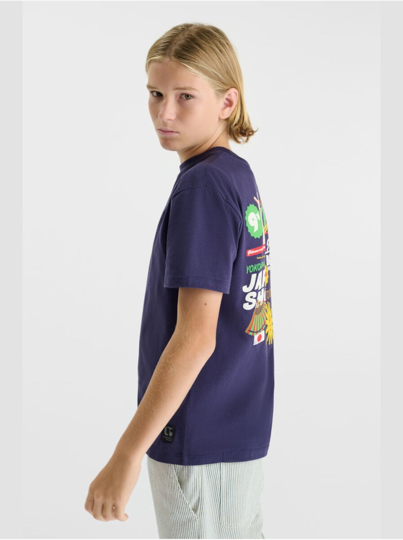 Tee-Shirt JAPABO 'Le Temps Des Cerises' Bleu - Kiabi