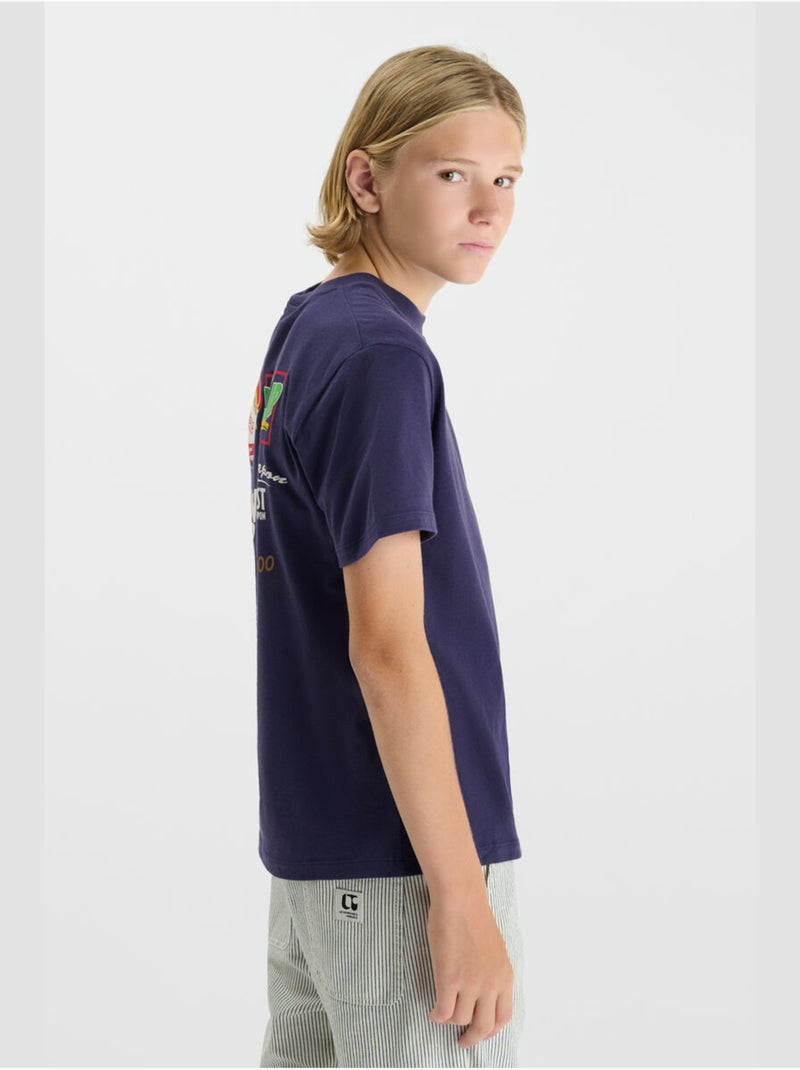 Tee-Shirt JAPABO 'Le Temps Des Cerises' Bleu - Kiabi