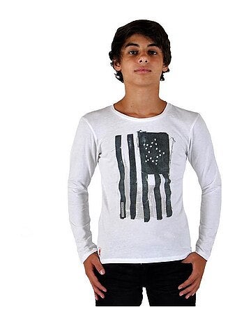 Tee Shirt Japan Rags Enfant Manches Longues Sheldon Blanc