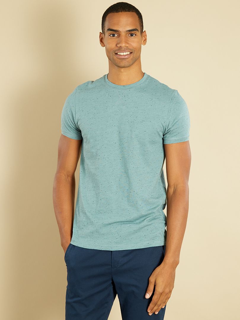 T-shirt Homme Effet Moucheté Et Marbré - Coupe Régulière, Style Décontracté, Sans étiquettes
