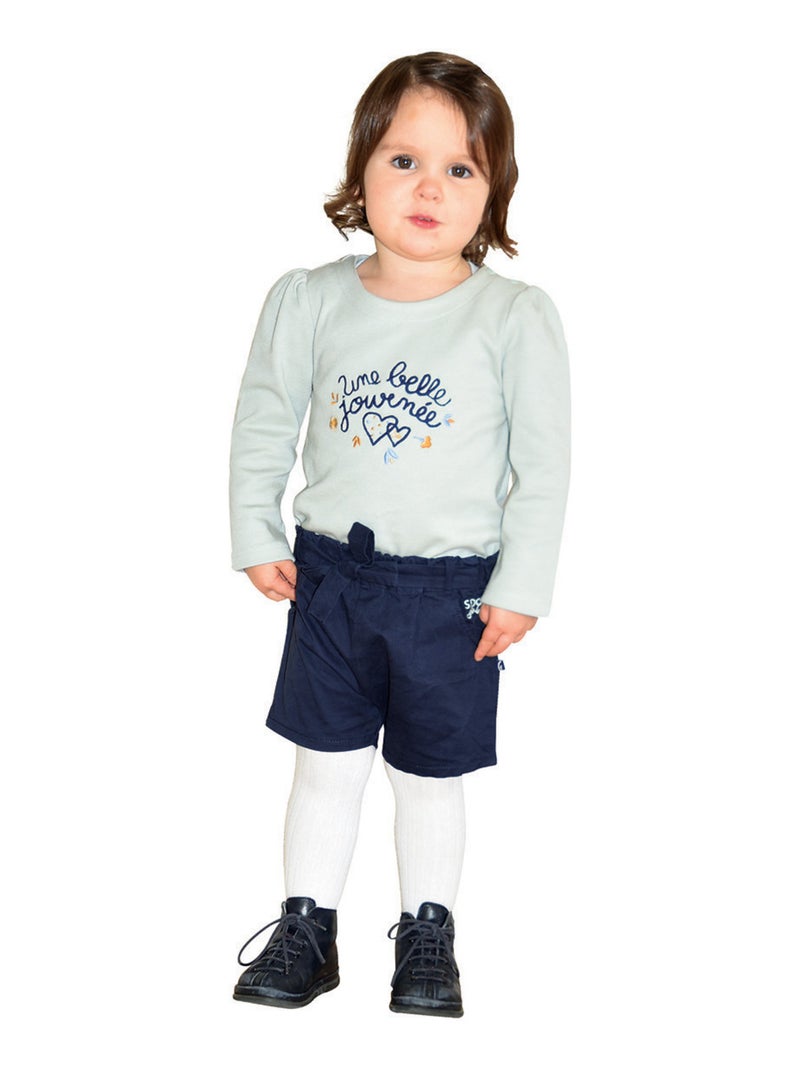 TEE SHIRT JESSICA INTERLOCK MANCHES LONGUES ENFANT Vert - Kiabi