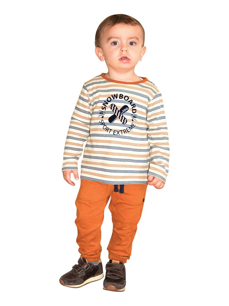 TEE SHIRT JIMY INTERLOCK MANCHES LONGUES ENFANT Blanc - Kiabi