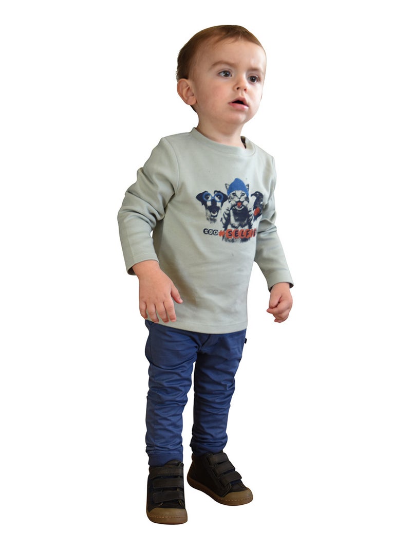TEE SHIRT JULES INTERLOCK MANCHES LONGUES ENFANT Vert - Kiabi