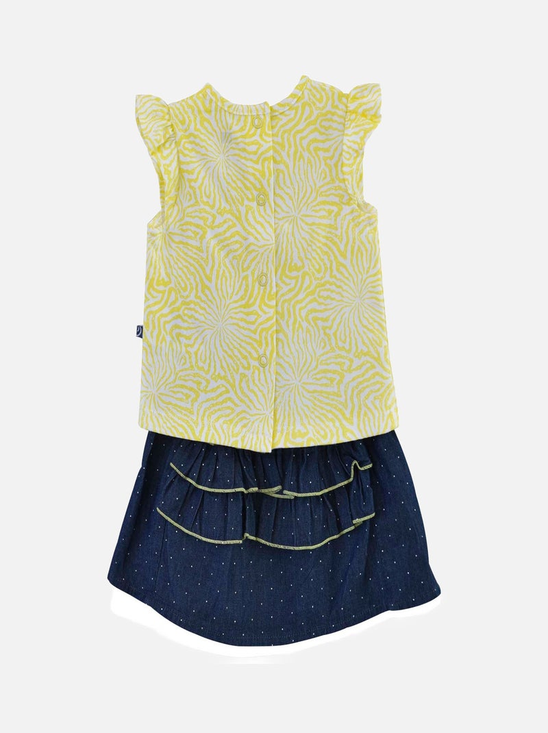 TEE-SHIRT + JUPE CHARLINE Bleu - Kiabi