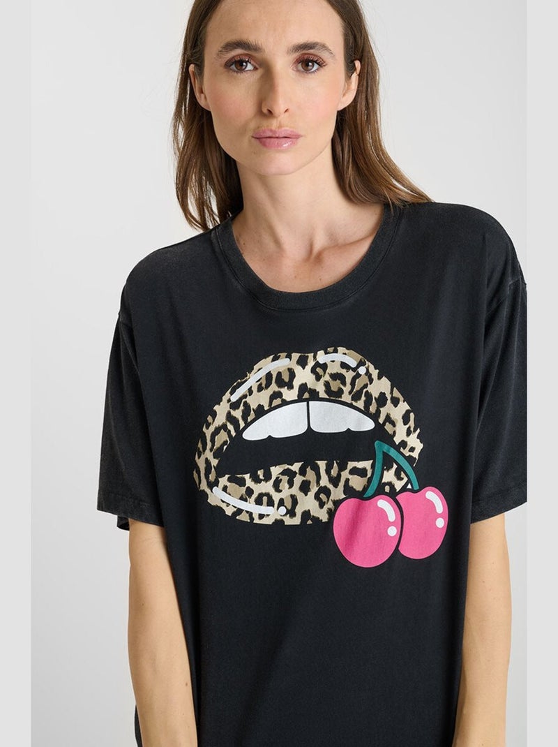 Tee-Shirt KANI 'Le Temps Des Cerises' Noir - Kiabi