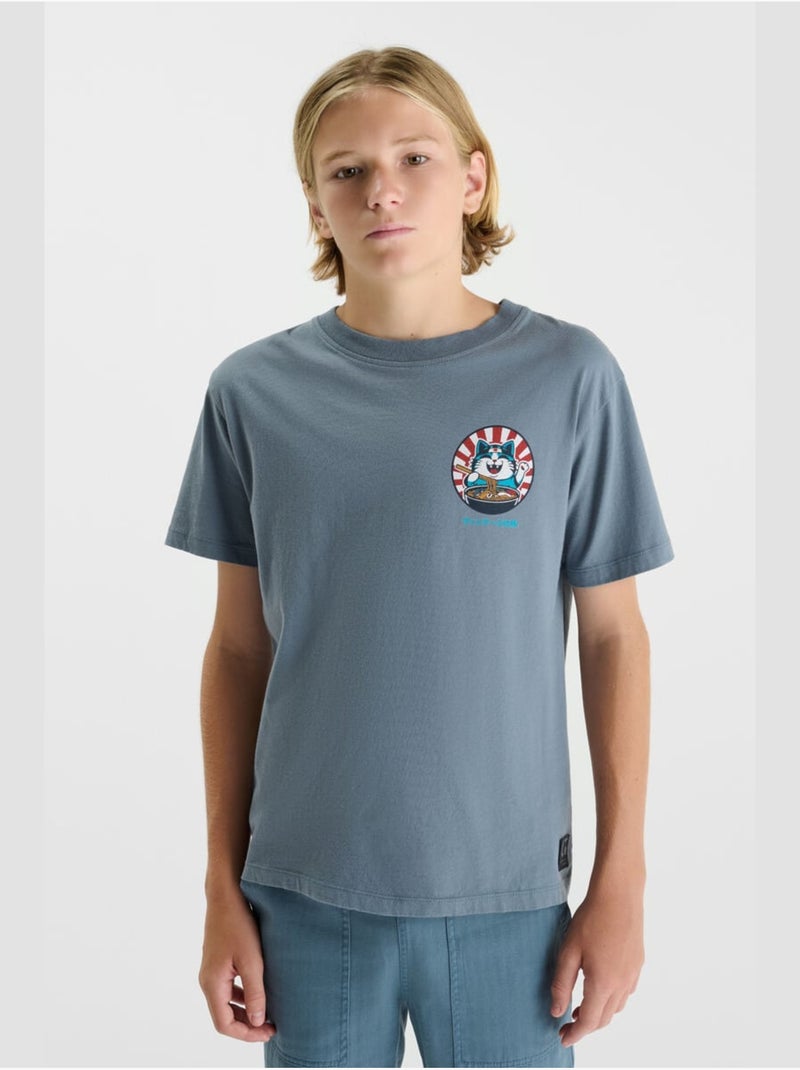Tee-Shirt KATABO 'Le Temps Des Cerises' Bleu - Kiabi