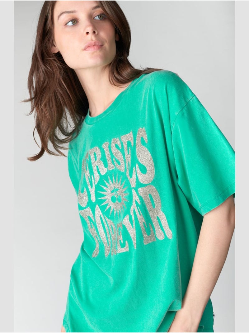 Tee-Shirt KATHLEEN 'Le Temps Des Cerises' Vert - Kiabi