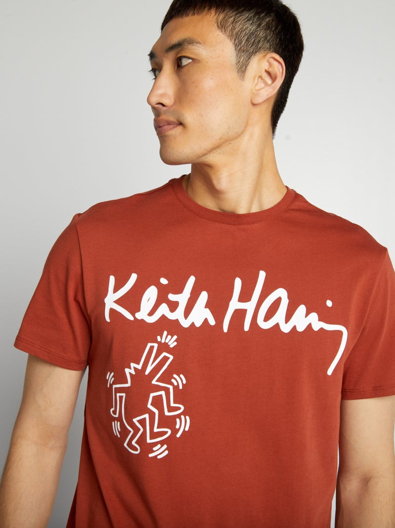 Tee-shirt 'Keith Haring' à col rond marron - Kiabi
