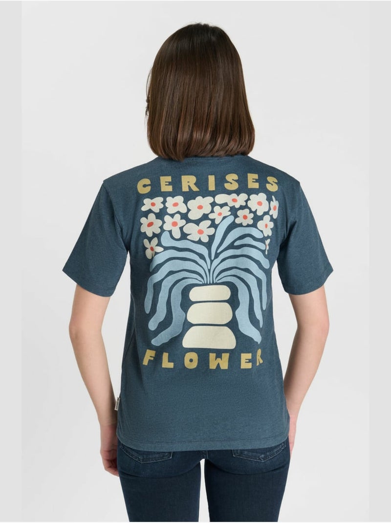 Tee-shirt kobegi 'le temps des cerises' Bleu - Kiabi