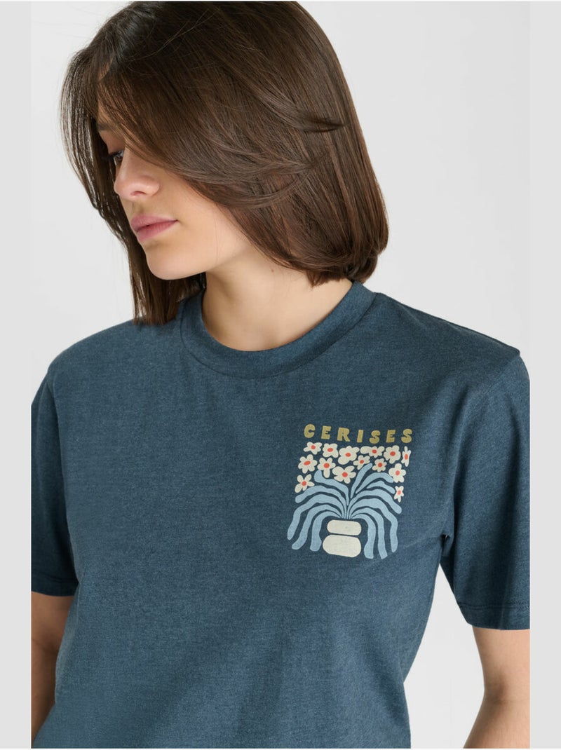 Tee-shirt kobegi 'le temps des cerises' Bleu - Kiabi