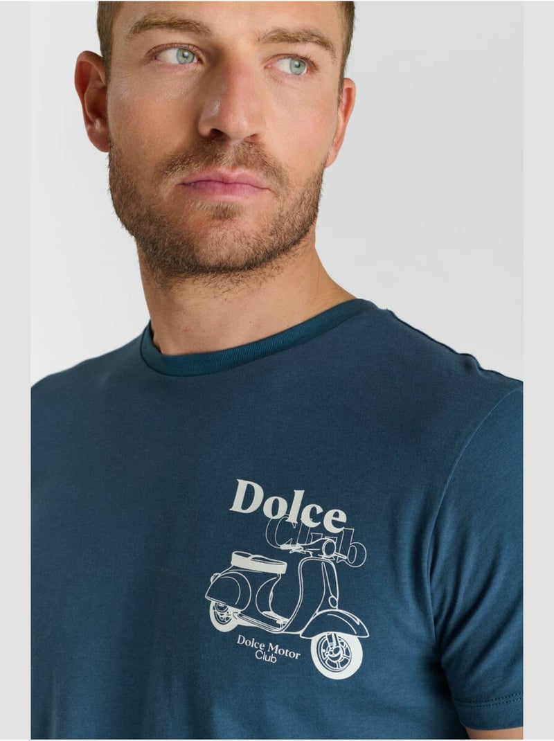 Tee-shirt lance 'le temps des cerises' Bleu - Kiabi