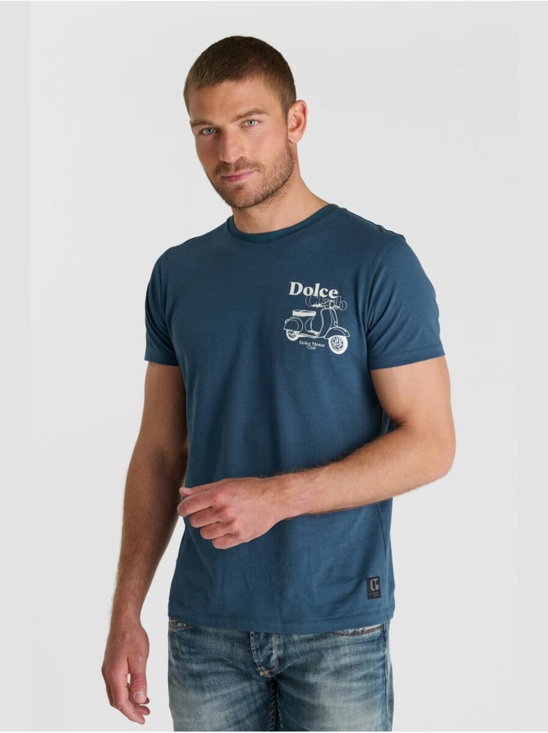 Tee-shirt lance 'le temps des cerises' Bleu - Kiabi