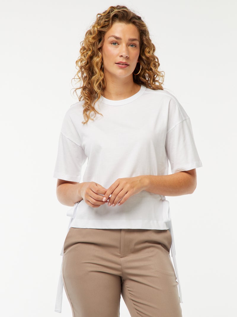 Tee-shirt large avec noeuds Blanc - Kiabi