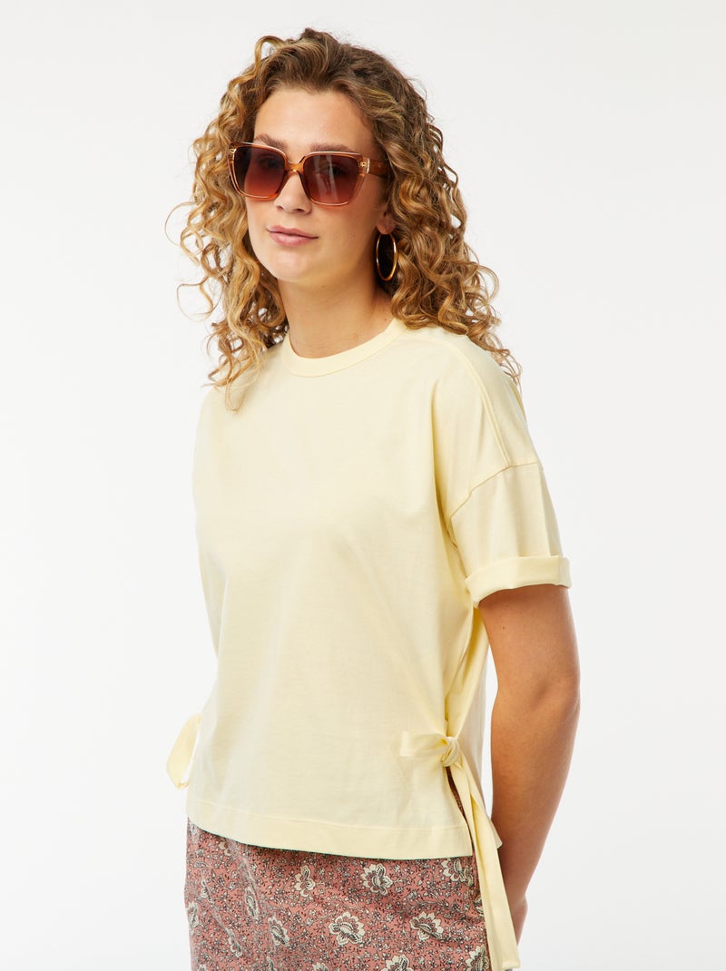 Tee-shirt large avec noeuds Jaune - Kiabi