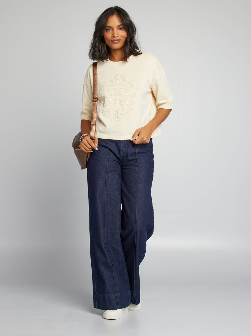 Tee-shirt large crop top Beige - Kiabi