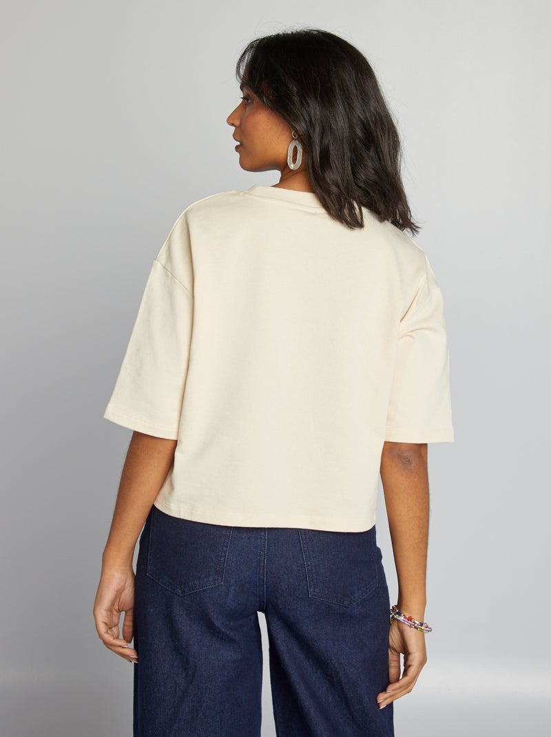Tee-shirt large crop top Beige - Kiabi