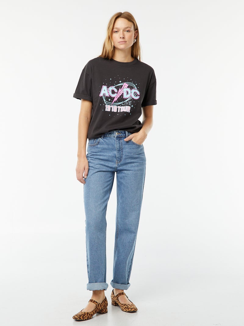 Tee-shirt large imprimé 'AC/DC' Noir - Kiabi