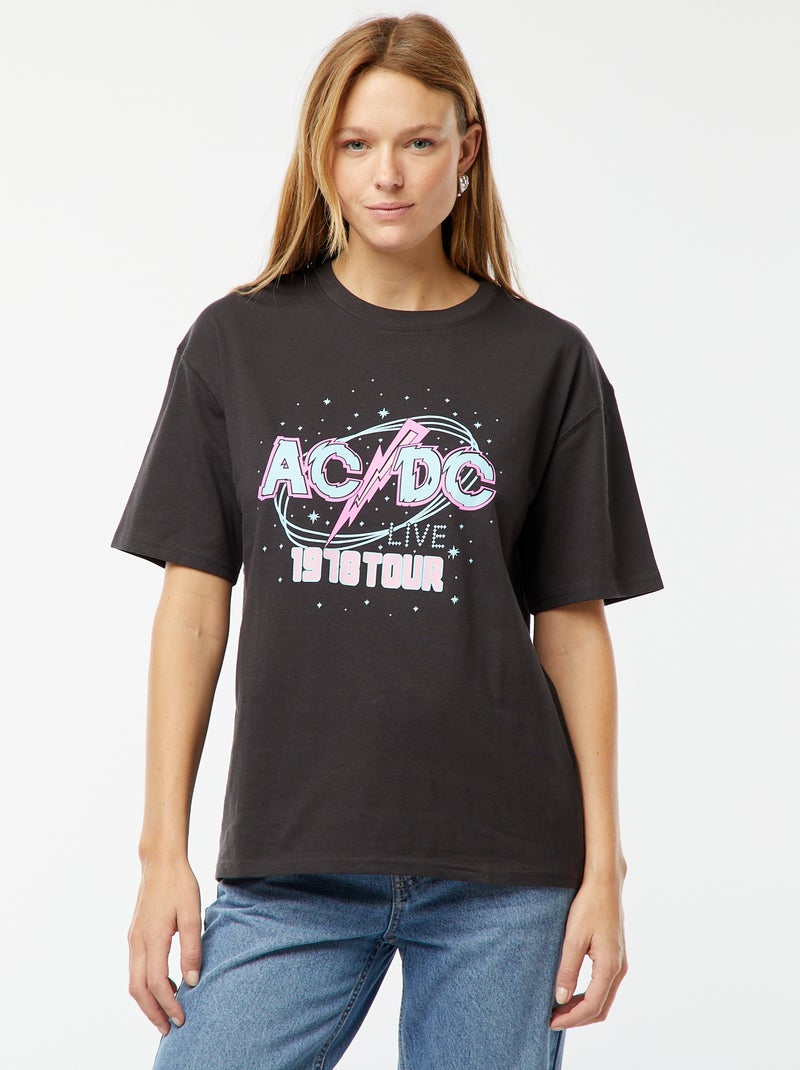 Tee-shirt large imprimé 'AC/DC' Noir - Kiabi