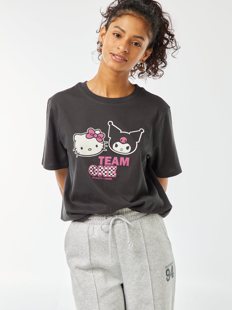 Tee-shirt large imprimé 'Hello Kitty' NOIR - Kiabi