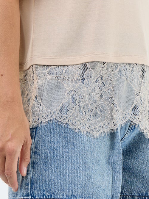 Tee-shirt léger avec base en dentelle - Kiabi