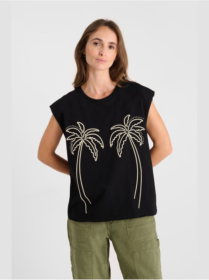 Tee-shirt lely 'le temps des cerises' Noir - Kiabi
