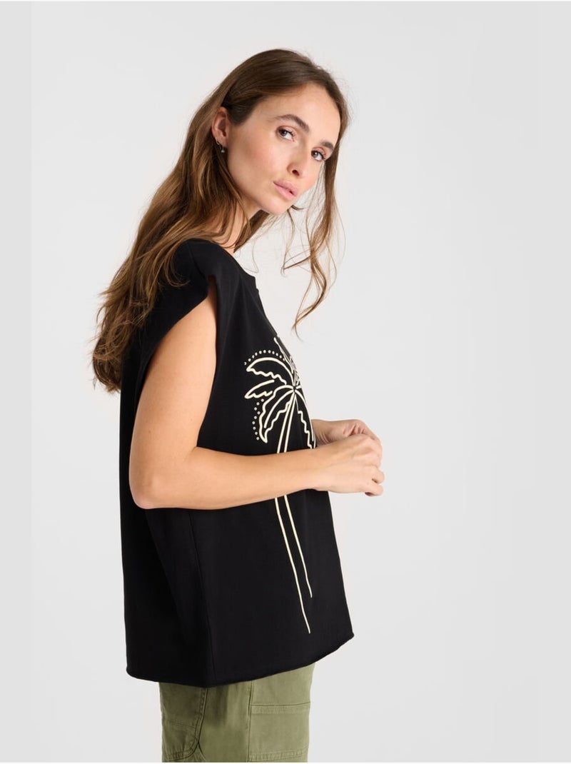 Tee-shirt lely 'le temps des cerises' Noir - Kiabi