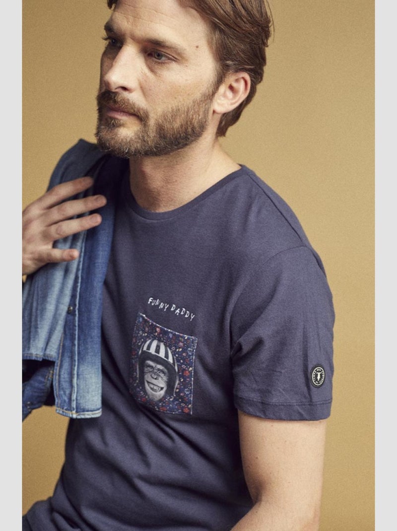 Tee-Shirt LESIN 'Le Temps Des Cerises' Bleu - Kiabi