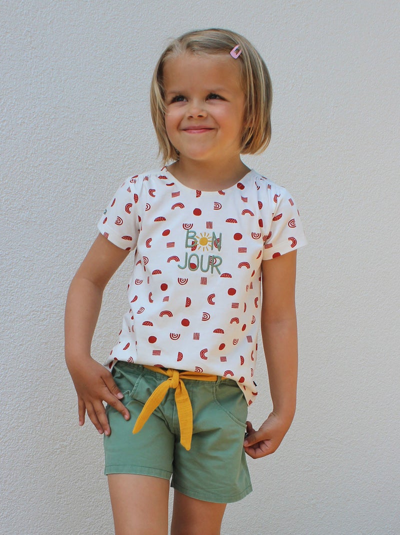 TEE SHIRT LILETTE MANCHES COURTES ENFANT Blanc - Kiabi