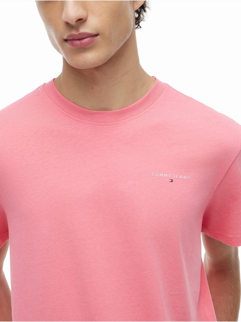 Tee Shirt Linear chest tee - Tommy jeans Rose - Kiabi