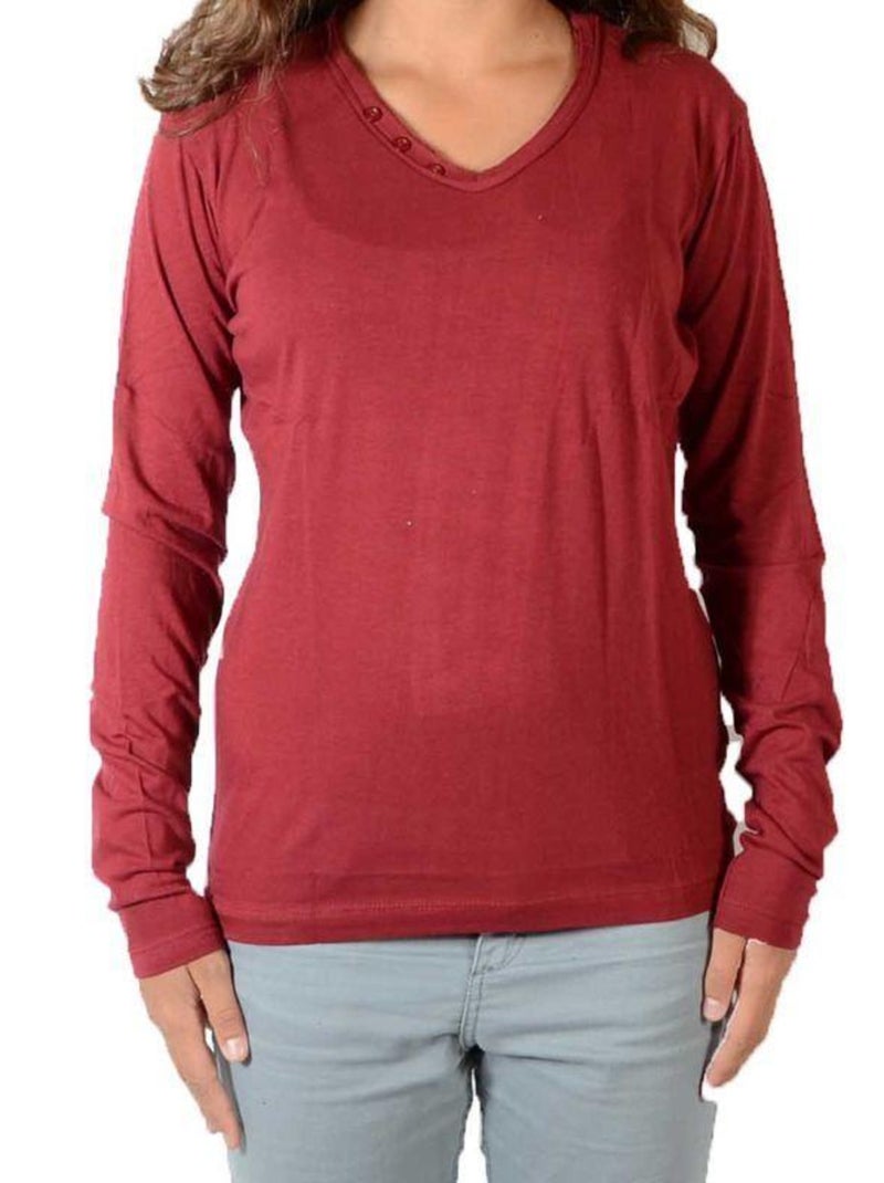 Tee Shirt Little Eleven Paris Basic V LS Mixte Rouge - Kiabi