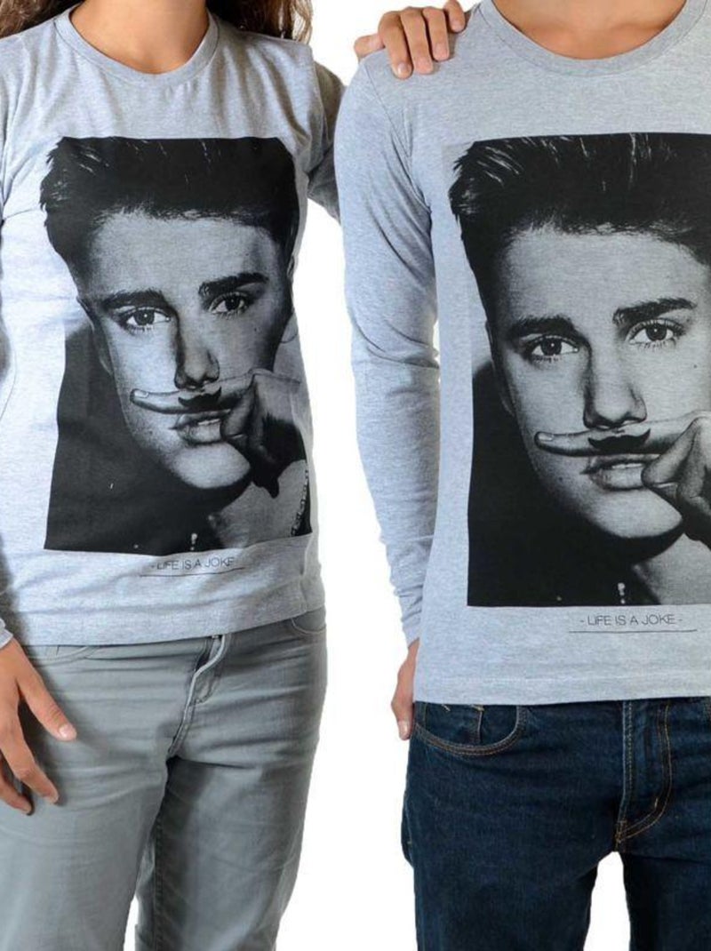 Tee Shirt Little Eleven Paris Bieber LS Mixte Gris - Kiabi