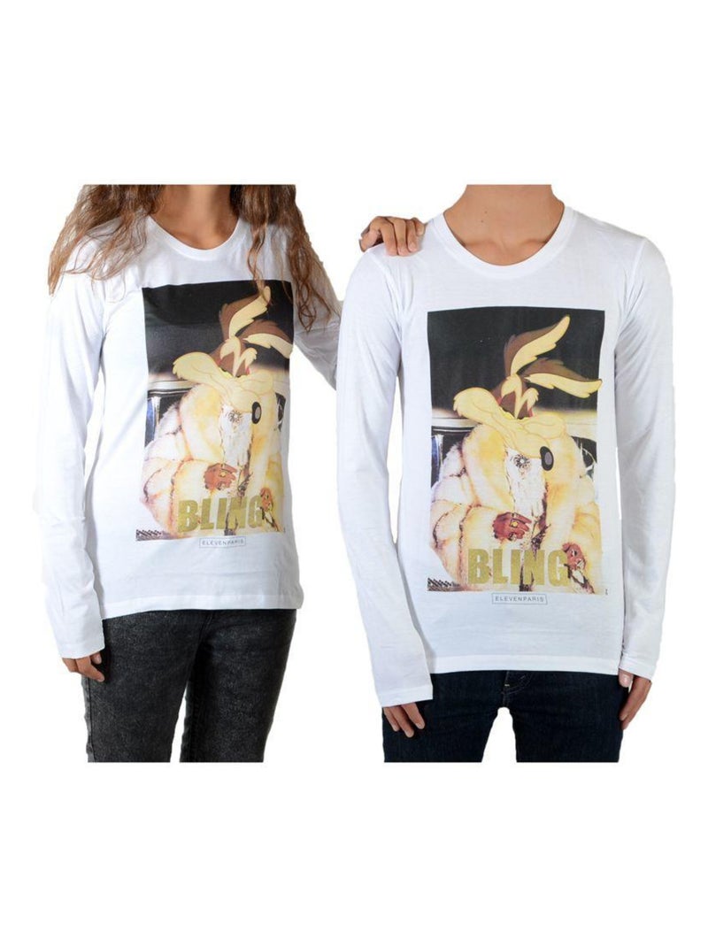 Tee Shirt Little Eleven Paris Bling LS Mixte Garçon  Fille  Blanc Blanc - Kiabi
