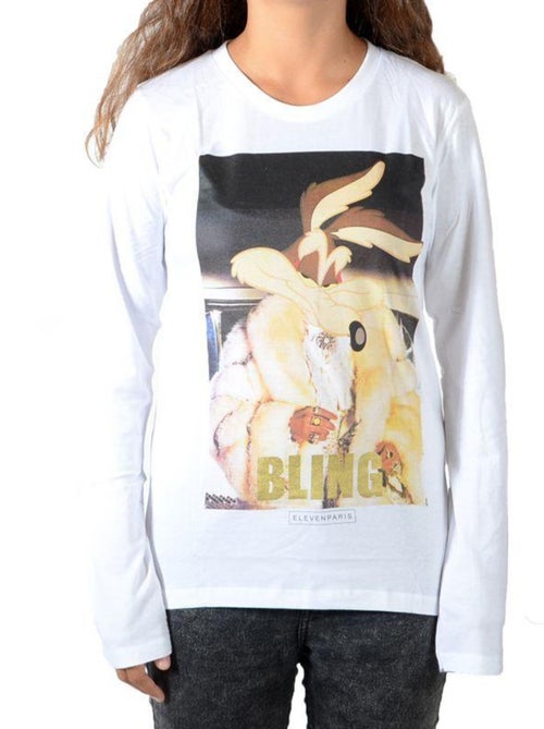 Tee Shirt Little Eleven Paris Bling LS Mixte Garçon   Fille  Blanc - Kiabi